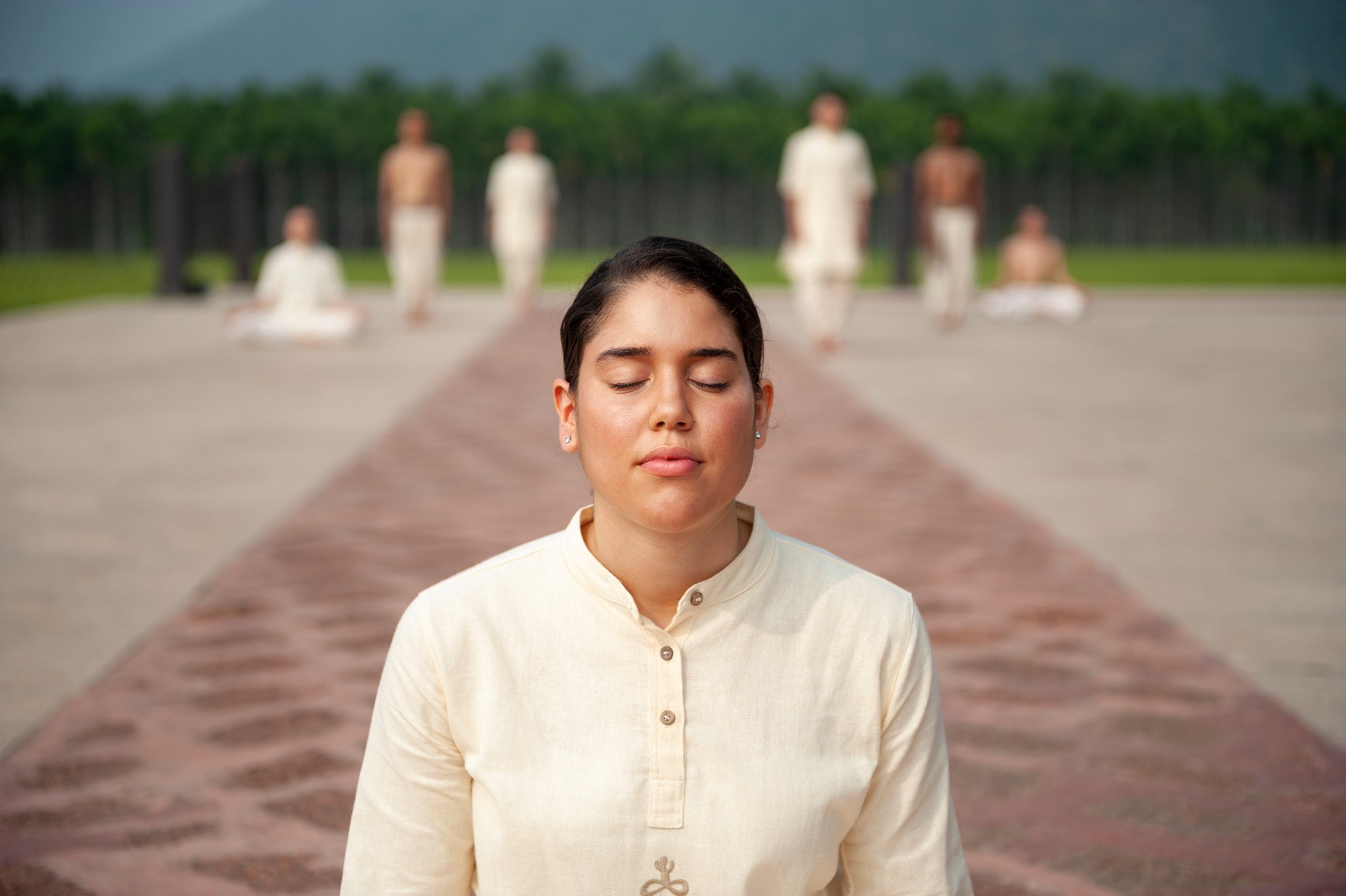Meditation practice during a classical yoga session