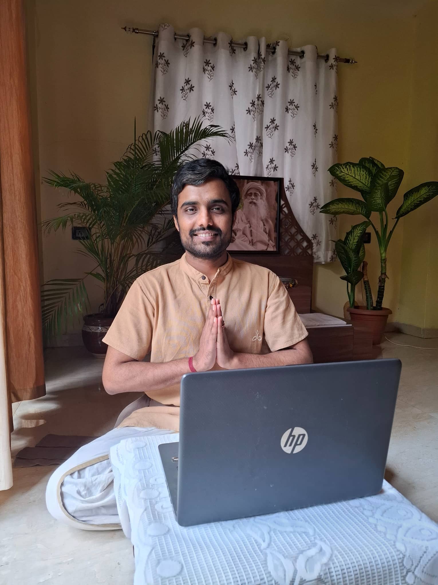 Hatha yoga teacher guiding a workshop